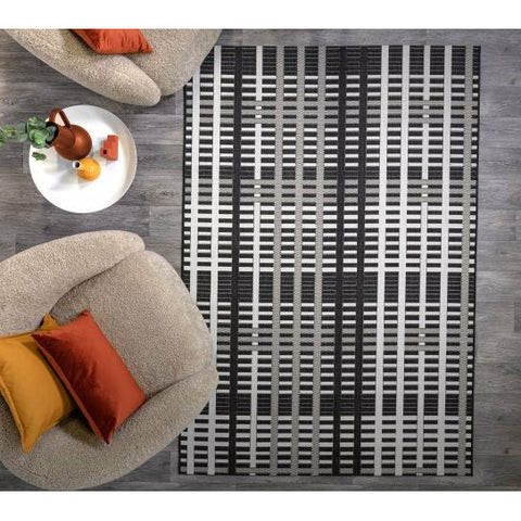 Patio Rug Black Grid PAT22